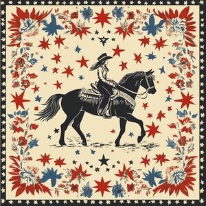 Western Cowgirl Themed Red and Blue Scarf Western Desert 🌵 Print